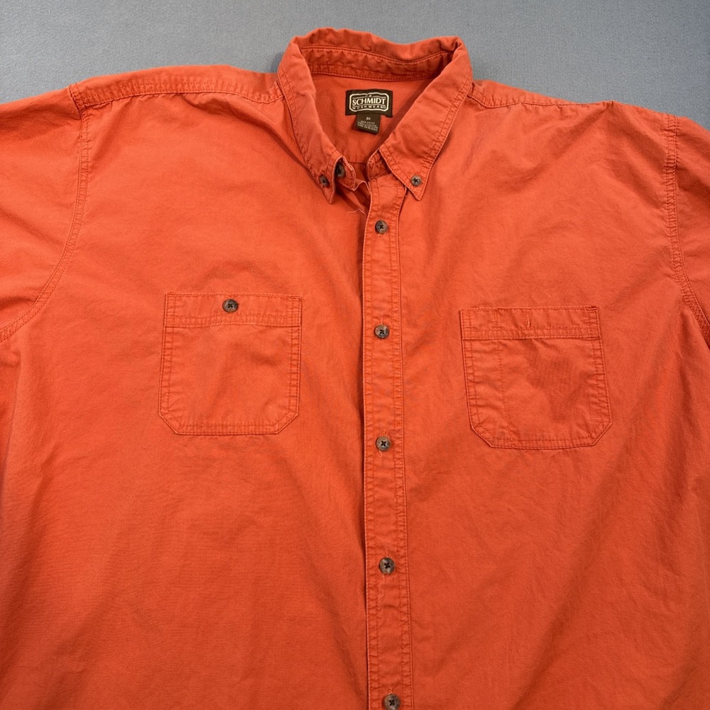 CE Schmidt Shirt Mens 3XL Orange Short Sleeve Button Up Workwear